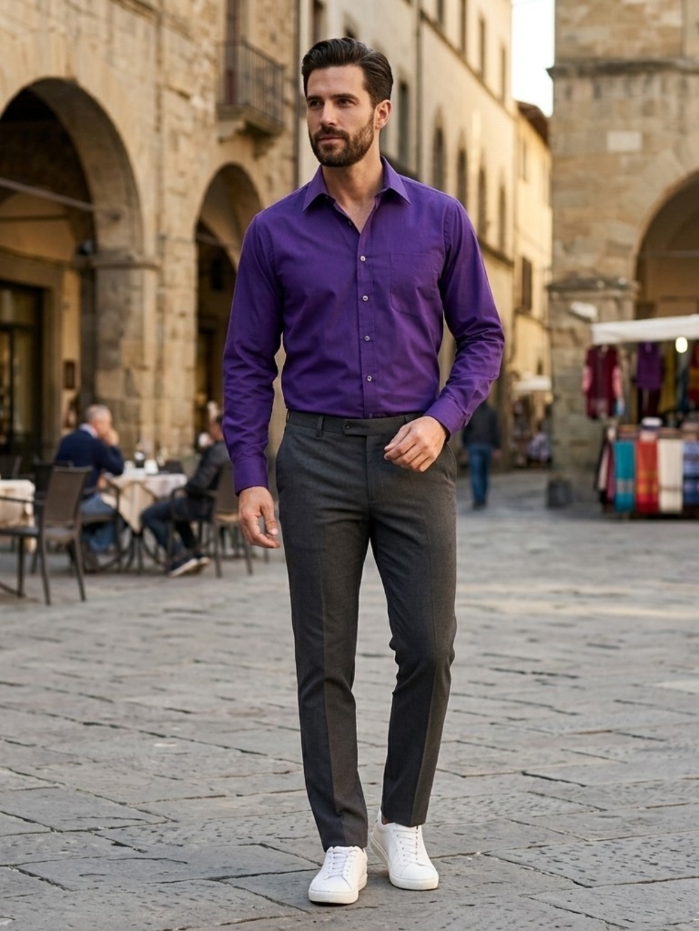 Daniel Ellissa Royal Purple Dress Shirt - Size 19 1/2 36-37 - Picture 3 of 4
